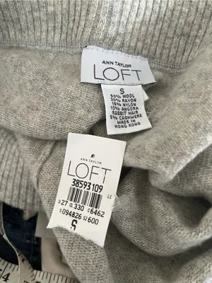 NWT Y2K Loft Wool Cashmere Blend Knit Gray Wide Leg Pants Small Drawstring thumbnail 6