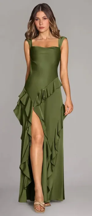 Olive green dress thumbnail 1