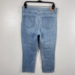 Paige Hoxton Slim Crop Jeans Women's‎ Size 31 Light Wash Denim Frayed Hem thumbnail 3