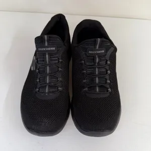 Skechers women's solid black pull on memory‎ foam sneakers work shoes active 8 thumbnail 2