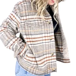 JOIE Brushed Plaid Boxy Jacket size‎ XS Shacket thumbnail 1
