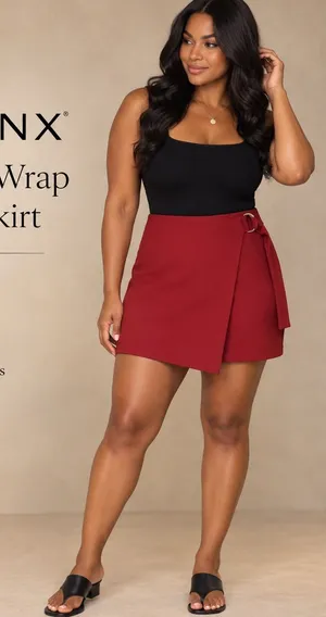 SPANX Ponte Wrap Mini Skirt Skort Deep Red Built-In Shorts Size 1X NWT thumbnail 1