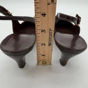 Salvatore Ferragamo Acribia Slingback Kitten Heels Chocolate Brown Gold 7.5 thumbnail 5
