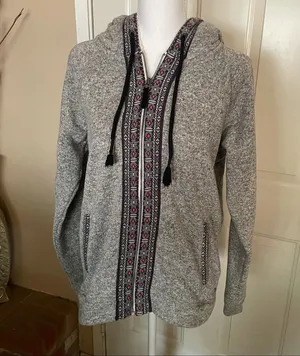 American Eagle gray zip up hoodie jacket thumbnail 1