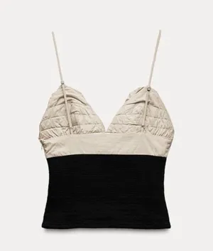 ZARA Contrasting Ruffled Top thumbnail 5