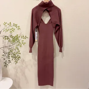 ASTR Jodie Mauve Two Piece Cutout Ribbed Knit Midi Sweater Dress Small NWT thumbnail 8
