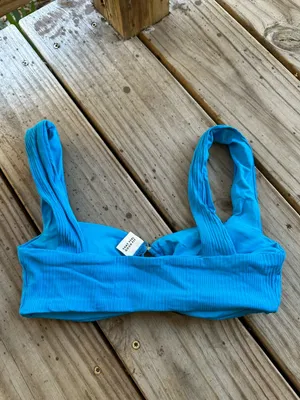 NWOT L*Space willow ribbed bikini top electric blue thumbnail 3