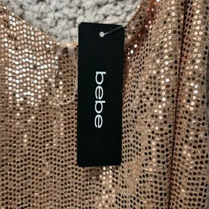 NWT Bebe Women's XS Rose Gold‎ Sequin Top Sleeveless Y2K Festival Glam NYE Club thumbnail 4
