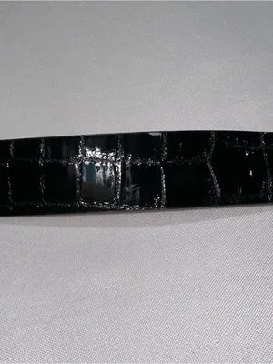 Women's Michael Kors Crocodile Black Belt Silver Rectangle Buckle Sz Small 34in thumbnail 3