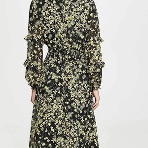 Lost + Wander Marianna Yellow Floral Ruffle Long Sleeve Prairie Maxi Dress Sz XS thumbnail 3