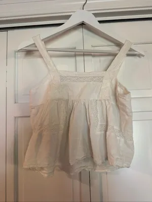 Amazon cotton cropped eyelet lace tank size small thumbnail 4