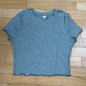 Shein EZwear solid lettuce trim rib-knit tee thumbnail 1