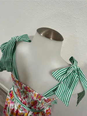 Entro Floral Striped Tea Midi Dress Size Small thumbnail 5