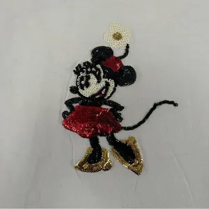 🦋 Disney White Minnie Mouse Sequin Short Sleeve T-Shirt Youth Large Size Medium thumbnail 4