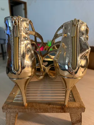 Steve Madden Metallic Gold Multi-Strap Stiletto Sandals thumbnail 5