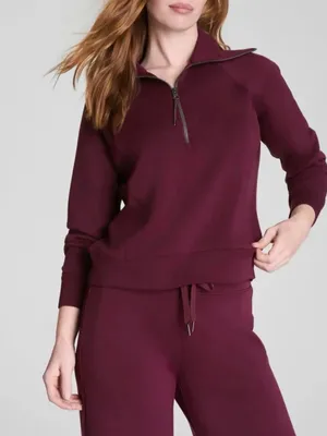 SPANX AirEssentials Half Zip sweatshirt plum small thumbnail 1