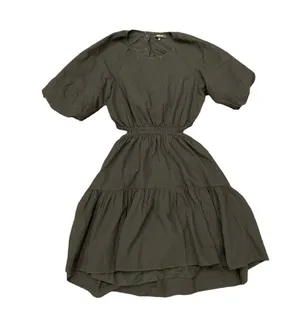 Madewell Seersucker Puff-Sleeve Cutout Mini Dress in Black size Medium thumbnail 10