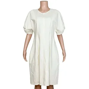 COS Puff Sleeve Organic Cotton Denim Mini Dress, White, 12 (US) thumbnail 8