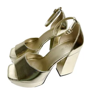 Open Edit Shoes Womens Size 9.5 Gold Kimber Ankle Strap‎ Platform Sandal thumbnail 1
