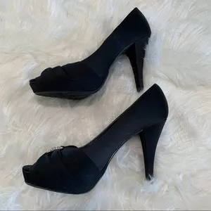Michaelangelo size 8 m black heels pumps with sparkly accent‎ at toes peep toe thumbnail 8