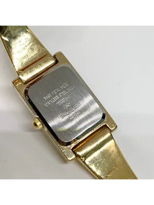 Anne Klein Diamond gold tone women watch 16mm rectangular quartz 6.5” running thumbnail 6