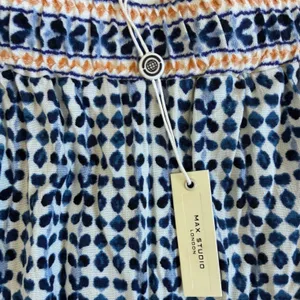 Max‎ Studio London Navy Blue White Geometric Tiered Maxi Skirt XS NWT 5702Q16 thumbnail 6
