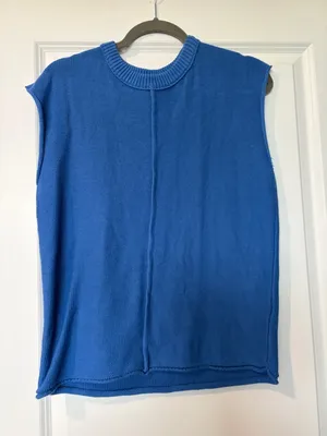 Sleeveless Knit Top in Bright Blue thumbnail 1
