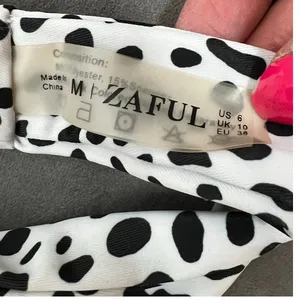 Zaful dalmation print bikini set Bandeau lace up top high cut bottom size 6 thumbnail 7