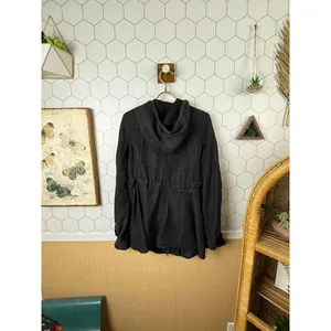 Free People Lightweight Black Slouchy Full Zip Hooded Jacket - Size - XS thumbnail 3