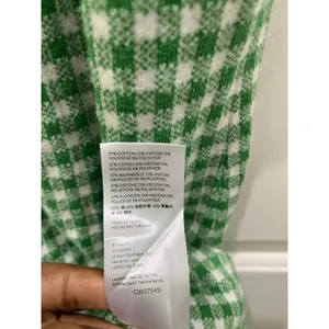 Anthropologie Maeve Gingham Green & White Knit Mini Mod Dress Sz M thumbnail 7