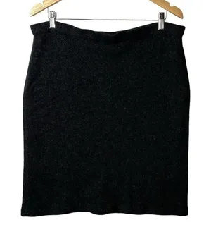 Lauren Ralph Lauren Petite Womens Lambswool Charcoal‎ Pencil Knit Skirt Large thumbnail 1