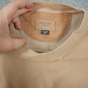 American Eagle Womens XS Tan Fleece Crew Neck Sweatshirt Relaxed‎ Fit Pullover thumbnail 4