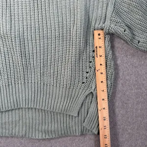 Altar'd State Women's Medium Sage Green Chunky Knit Sweater Cut Out High Low thumbnail 7