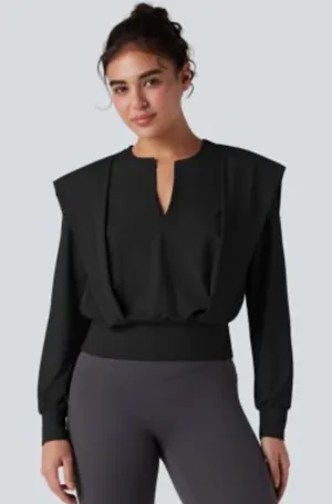 HALARA Yoga Notched Short Sleeve Top Black XL New thumbnail 1