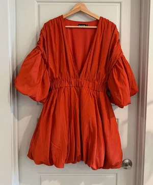 PrettyLittleThing Puff‎ Sleeve Bubble Mini Dress Size 10 thumbnail 1