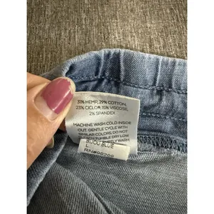 Level 99 Blue Denim Cargo Pants Women's Sz L Drawstring Elastic Waist Pockets thumbnail 14