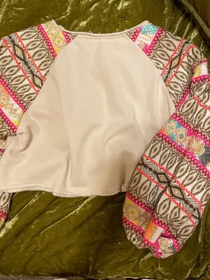 Free People Gone Global Jacquard Balloon Sleeve Boho Top thumbnail 2