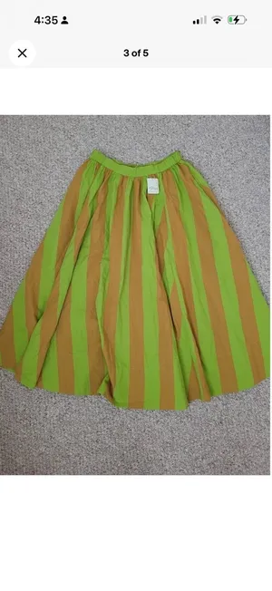 NEW Free People Lime Green & Mustard Striped Maxi Skirt Small thumbnail 2