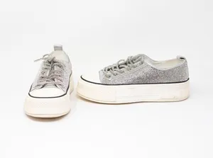 Azalea Wang Revival Rhinestone Crystal Jewel Platform Sneakers Shoes Silver 7 thumbnail 1