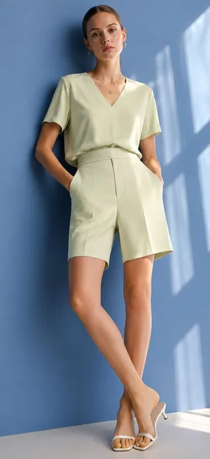 Aritzia Babaton Borna High-Rise Tailored Trouser Shorts light Sage Agency chic 0 thumbnail 1