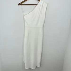 Elliatt White One Shoulder Midi Dress‎ Ruched Cocktail Party Dress Size S Bridal thumbnail 6