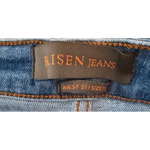 Risen Jeans Womens Size 31/13 Distressed High Rise Straight Leg Raw Hem thrashed thumbnail 8