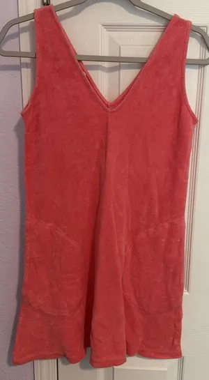 LAKE Pajamas Dress French Terry VNeck Coral Beach Pool Resort Coverup Cruise XXS thumbnail 1