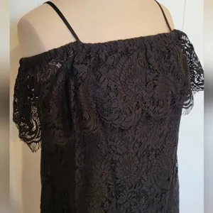 Madewell Black Lace Off-The-Shoulder Mini Dress - Size 00 thumbnail 7