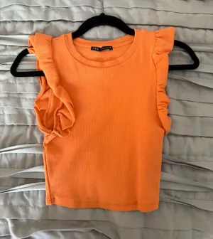 Orange ZARA Ruffle Top  thumbnail 1