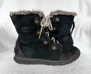 Sorel Explorer Joan Winter Boot Black Lightweight Waterproof Suede Womens Sz 9.5 thumbnail 1