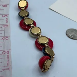 Vintage red white blue button style link bracelet. thumbnail 5