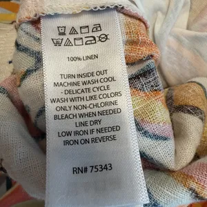 C&C California 100% Linen Wide Leg Pants Tropical Fruit‎ Flowy Beach Coastal LG thumbnail 5