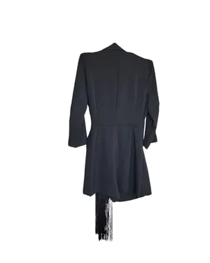 Zara blazer dress with fringes tied wrapped mini tailored black thumbnail 9
