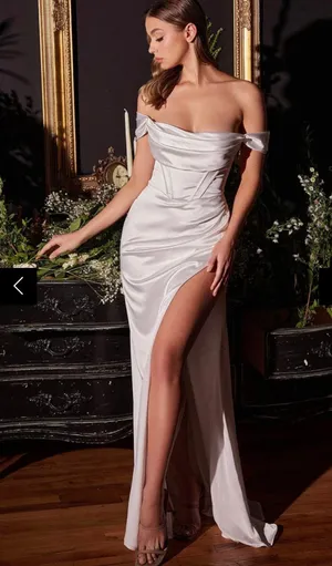 Formal White Corset Gown thumbnail 1